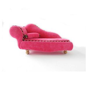 Hot Pink Velvet Chaise Lounge Jewelry Storage Trinket Box Sewing Notions